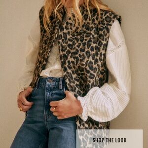 Sézane Leopard Print Carolo Vest